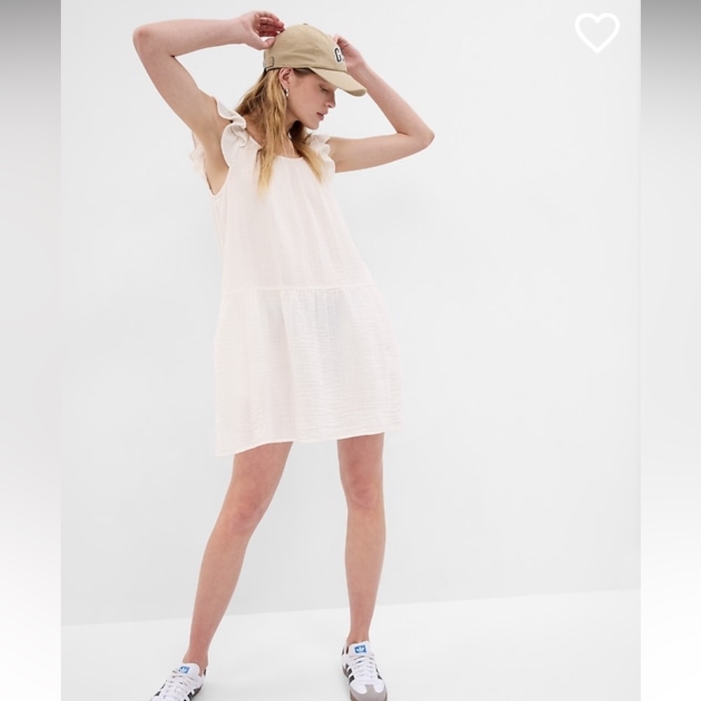 GAP NWT Crinkle Gauze Mini Dress - white